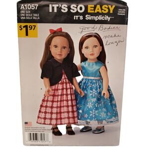 Simplicity A1057 American Girl 18" Doll Party Dress Sewing Pattern CUT Vintage
